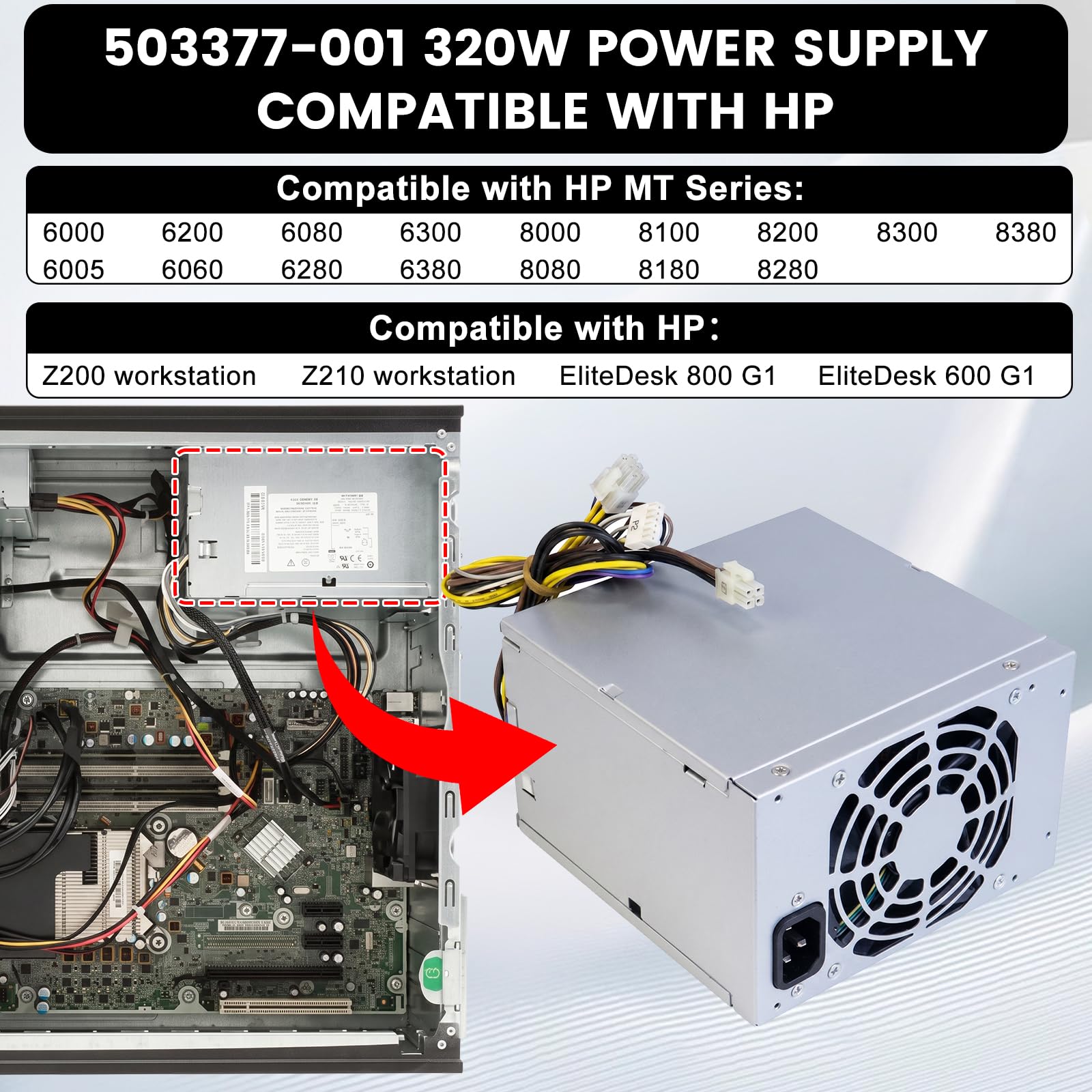 Amazon | LXun アップグレード 503377-001 320W 電源 D10-320P2A 電源